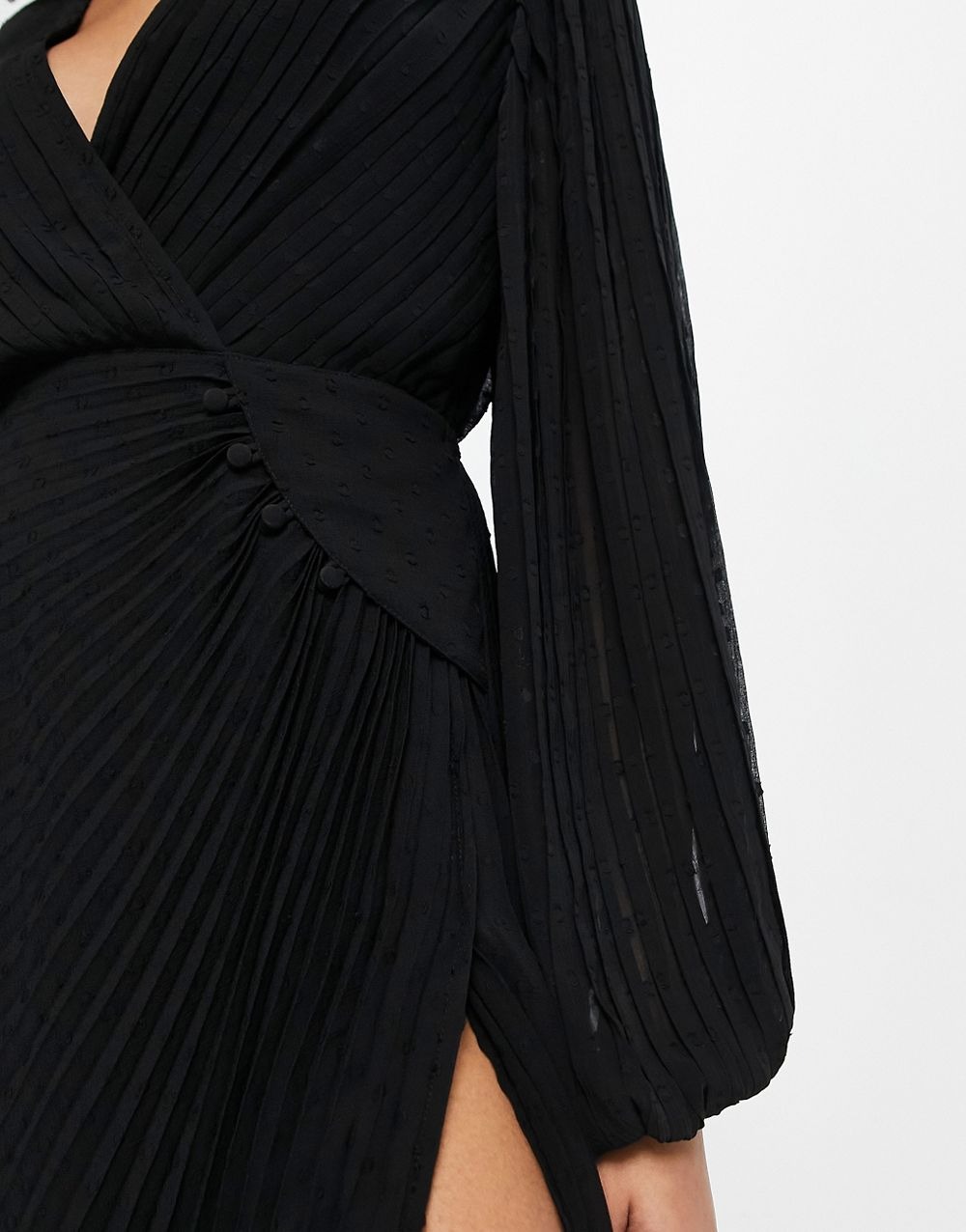 Chiffon Wrap Button Detail Maxi Dress - Image 4